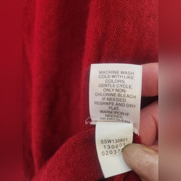 J.Jill M Scarlet Red 100% MERINO WOOL Knit Longsleeve Women's Sweater - Picture 5 of 8